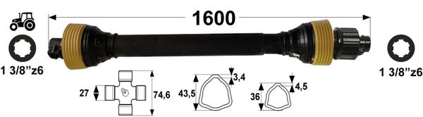 KARDAN T3 L=1600 mm S SKLOPKO ZVEZDASTO 1100 Nm KARDAN T3 L=1600 mm S SKLOPKO ZVEZDASTO 1100 Nm