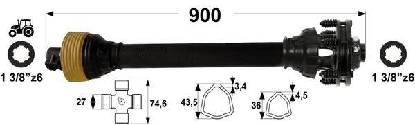 KARDAN T3 L=900 mm S SKLOPKO LAMELNO DVE LAMELI 900 Nm KARDAN T3 L=900 mm S SKLOPKO LAMELNO DVE LAMELI 900 Nm
