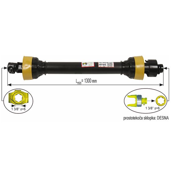 KARDAN S SKLOPKO PROSTOTEČNO  T5  L=130 cm