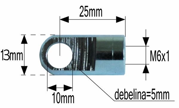 PRIKLJUČEK AMORTIZERJA FI=10 M6x1 debelina=5mm PRIKLJUČEK AMORTIZERJA FI=10 M6x1 debelina=5mm