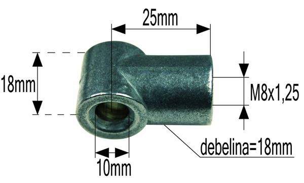 PRIKLJUČEK AMORTIZERJA FI=10 M8x1.25 debelina=18mm PRIKLJUČEK AMORTIZERJA FI=10 M8x1.25 debelina=18mm