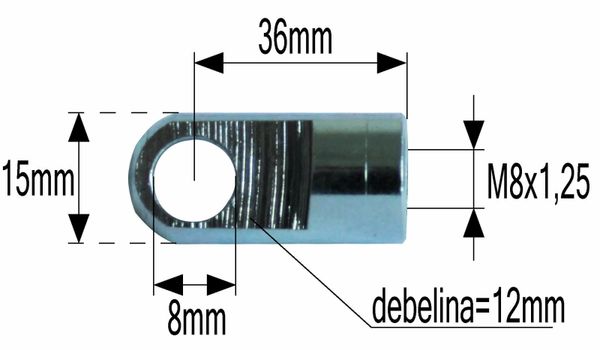 PRIKLJUČEK  AMORTIZERJA FI=8  M8x1.25 debelina=12mm