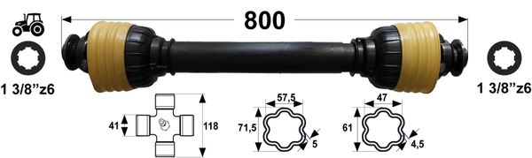 KARDAN X8 L= 800 mm DIREKTNI