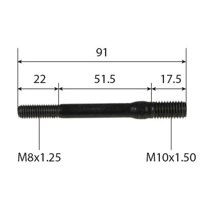 VIJAK STOJNI KOLEKTORJA IZPUHA M8x1.25mm + M10x1.5mm L=91mm DEUTZ-FAHR F4 L413 VIJAK STOJNI KOLEKTORJA IZPUHA M8x1.25mm + M10x1.5mm L=91mm DEUTZ-FAHR F4 L413