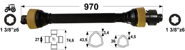 KARDAN T3 L= 970 mm S SKLOPKO PROSTOTEKOČO DESNI PROSTI TEK KARDAN T3 L= 970 mm S SKLOPKO PROSTOTEKOČO DESNI PROSTI TEK