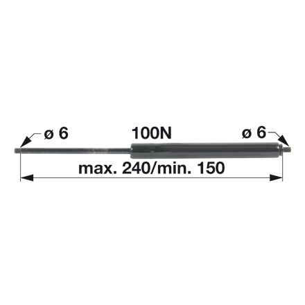 AMORTIZER KABINE Z 1 enim PRIKLJUČKOM L=240 F=100N fi=6mm AMORTIZER KABINE Z 1 enim PRIKLJUČKOM L=240 F=100N fi=6mm