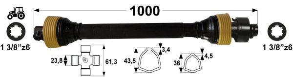 KARDAN T2 L= 1000 mm S SKLOPKO PROSTOTEKOČO DESNI PROSTI TEK KARDAN T2 L= 1000 mm S SKLOPKO PROSTOTEKOČO DESNI PROSTI TEK