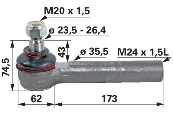 ZGLOB VOLANA most CARRARO M24x1.5L K23.5/26.4 CASE ZGLOB VOLANA most CARRARO M24x1.5L K23.5/26.4 CASE