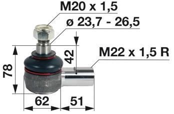 ZGLOB VOLANA notranji desni M22x1.5mm K23.7mm MF-MASSEY FERGUSON