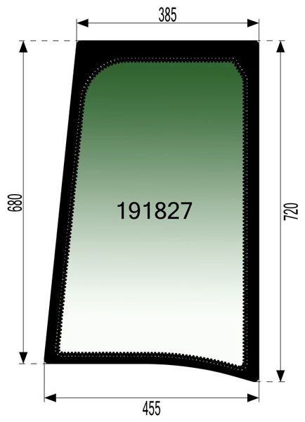 STEKLO KABINE BOČNO desno (tonirano zeleno) NH CASE STEYR