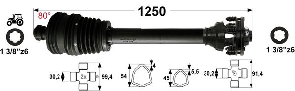 KARDAN T5 L= 1250 mm Z ZGLOBOM ŠIROKOKOTNIM 80° IN LAMELNO SKLOPKO 1200Nm KARDAN T5 L= 1250 mm Z ZGLOBOM ŠIROKOKOTNIM 80° IN LAMELNO SKLOPKO 1200Nm